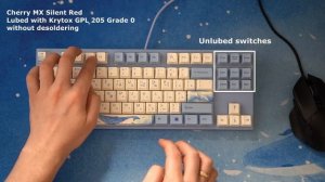 Cherry MX Silent Red switches sound test (Lubed without desoldering vs Unlubed) | Varmilo VA87M