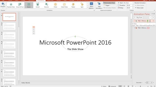 Microsoft PowerPoint 2016 Lesson 11 - Animation
