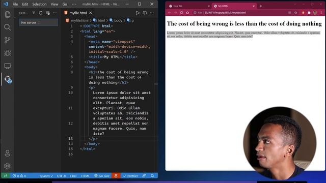 Write your first HTML code in VSCode and Codepen
