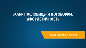 Урок 15. Жанр пословицы и поговорки. Афористичность