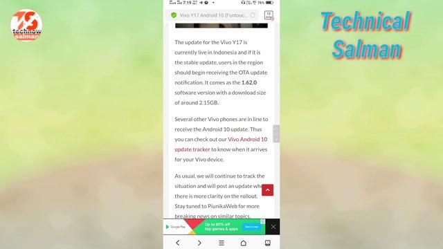 Vivo Y17 Android 10 And Funtouch OS 10 Update Roll out in India New Update // By Technical Salman