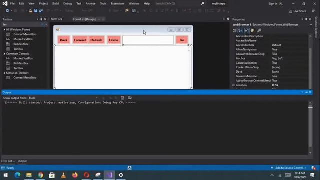 How to add WebBrowser in visual studio C# - Winform