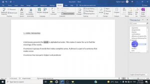 Using Thesaurus in Ms word 2019