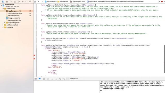 iOS Notification Series 3: Local Action Notification Logic Programming