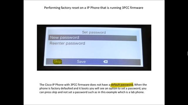 Performing factory reset on a Cisco IP Phone that is running 3PCC firmware смотреть онлайн