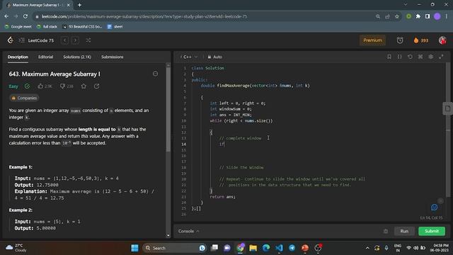 Leetcode: 643 || Maximum Average Subarray I || c++ || @codewithanusha смотреть онлайн