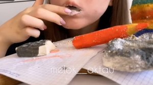 Канцелярские предметы и все сделано из мело Глина мел асмр chalk asmr crunch Mel glina mukbang