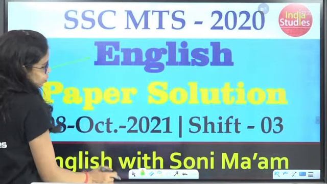 SSC MTS  2022  |  English Previous Year Paper | 8th Oct. 2021 | 2nd , and 3rd Shift  | By Soni Ma'a