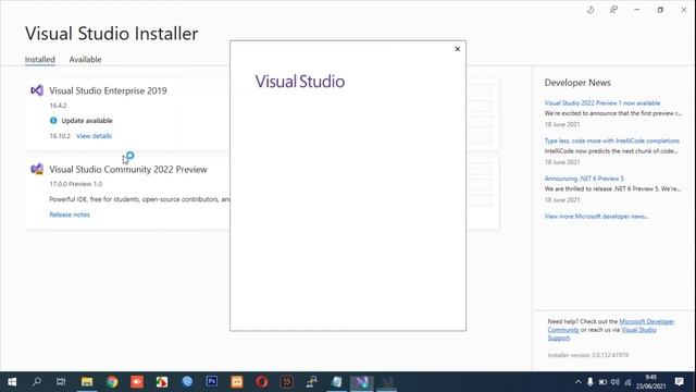 Visual Studio 2022 Preview Installation