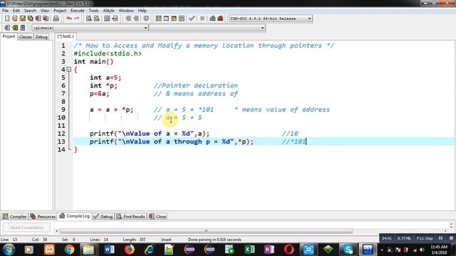 How to access and modify value of a memory location through address using pointer in c programming