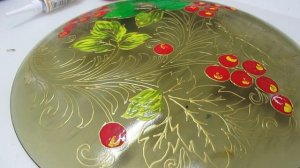 Роспись тарелки акриловыми красками по стеклу!