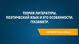 Урок 5. Теория литературы. Поэтический язык и его особенности. Гекзаметр.