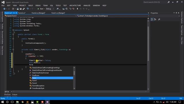 C# Splash Screen | Timer