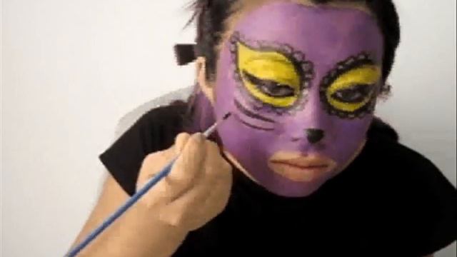Cheshire Cat Sugar Skull face painting tutorial смотреть онлайн
