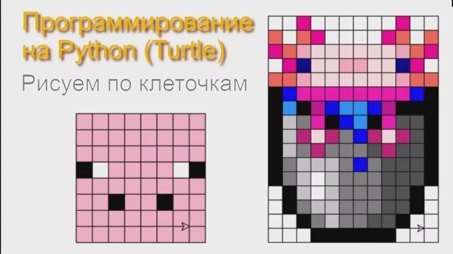 Программирование на Python (Turtle) (Питон, Черепашка). Рисуем по клеточкам.