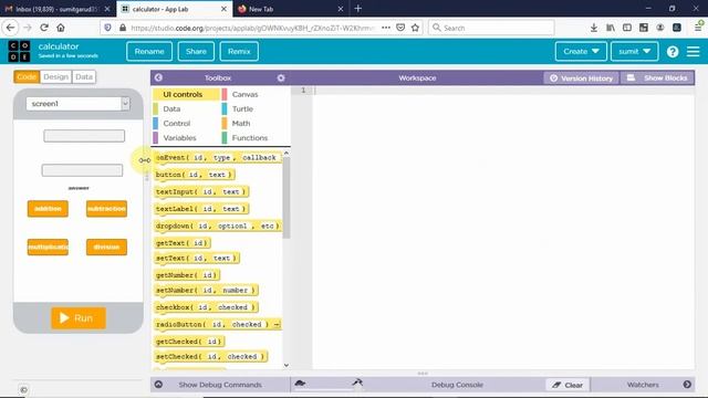 Level1 : Create Calculator App Using Code.org Platform