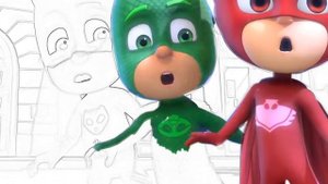 Раскрашиваем Герои в Масках Кетбой Аллет Гекко Волшебная Раскраска для детей