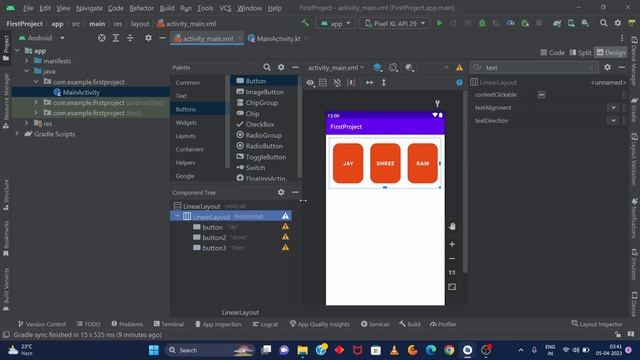 Linear Layout based project | android development tutorial for beginners