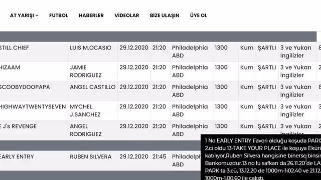 29 ARALIK 2020 PHILEDELPHIA   AMERIKA ALTILI GANYAN TAHMINLERI (Free Horse Race Tips)