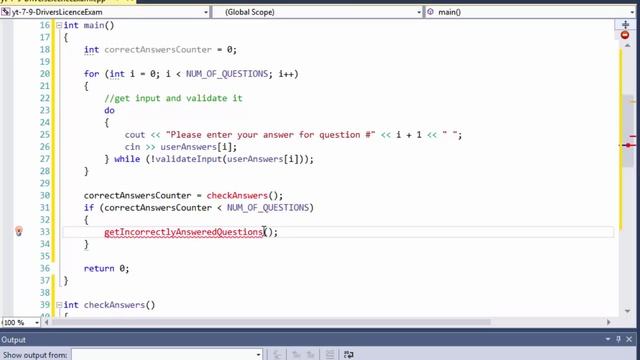 C++ Programming Challenge 7-9: Driver's Licence Exam (C++ arrays, C++ loops)