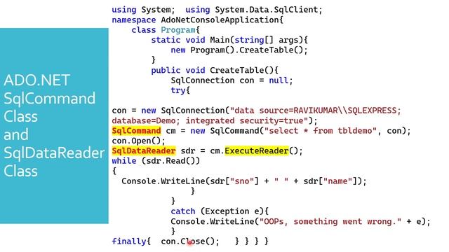 #2 Console App with Connected ADO.NET Architecture using SQL Server | Visual Studio 2022