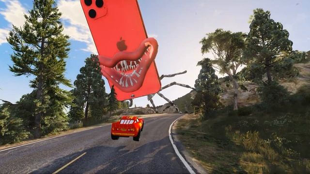 Epic Escape From The Spider Iphone 14 Eater | Lightning McQueen VS Spider Iphone 14 Eater in GTA 5 смотреть онлайн