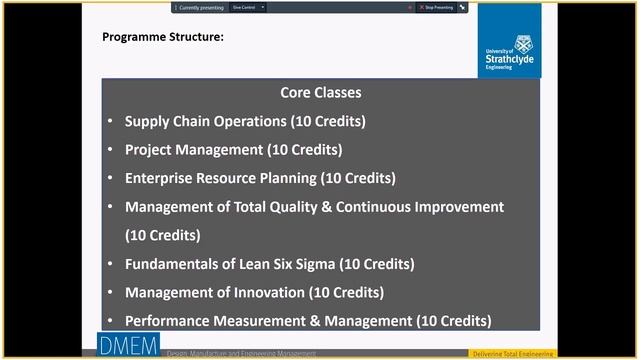 MSc Engineering Management for Process Excellence DMEM Degree Webinar