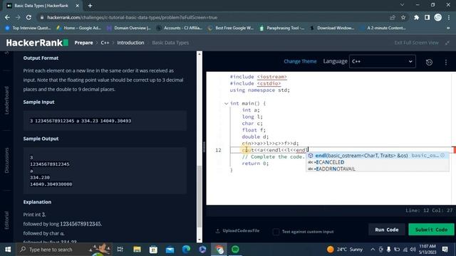 How to Solve Basic Data Types Using C++ in  HackerRank | HackerRank C++ Solutions | Coding Communit