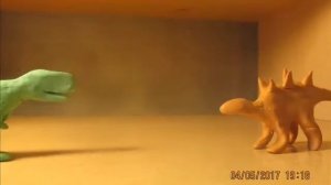 БОЙ ТИРЕКС ПРОТИВ СТЕГОЗАВРА,ПЛАСТИЛИНОВАЯ АНИМАЦИЯ
