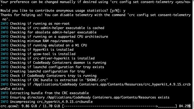 Install Red Hat CodeReady Containers to run OpenShift 4 in macOS