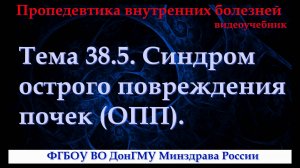 Тема 38.5. Синдром острого повреждения почек (ОПП).