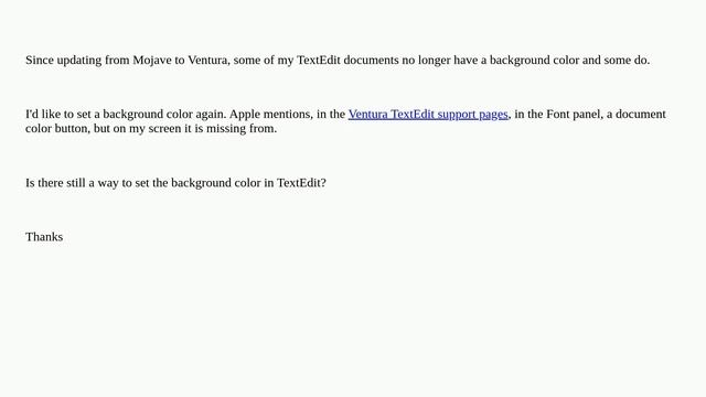 Apple: How do I change the TextEdit document background color in macOS Ventura? смотреть онлайн