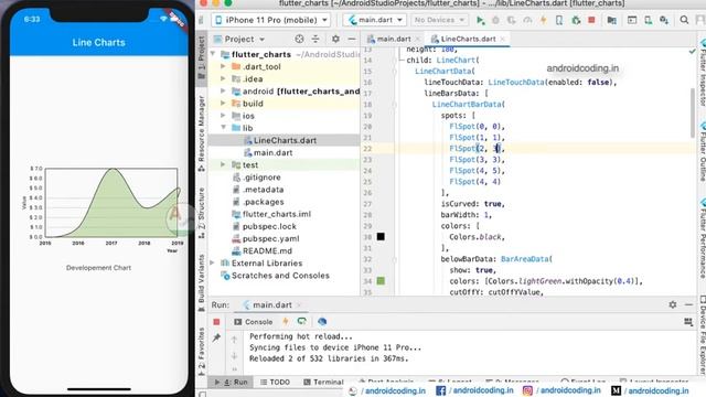 Flutter charts tutorial for beginners | Source in description | flutter coding