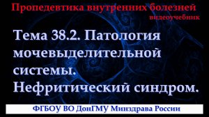 Тема 38.2. Патология мочевыделительной системы. Нефритический синдром.