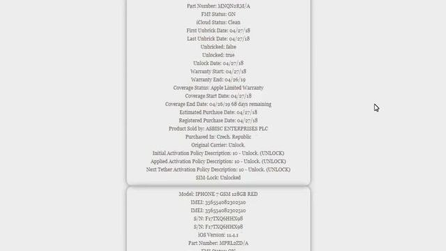 IPHONE GSX INFO CHECK (Sample)