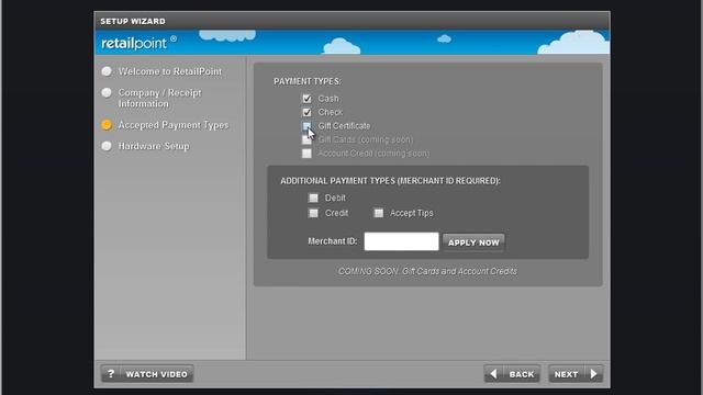 Setup Wizard - Retail Point of Sale