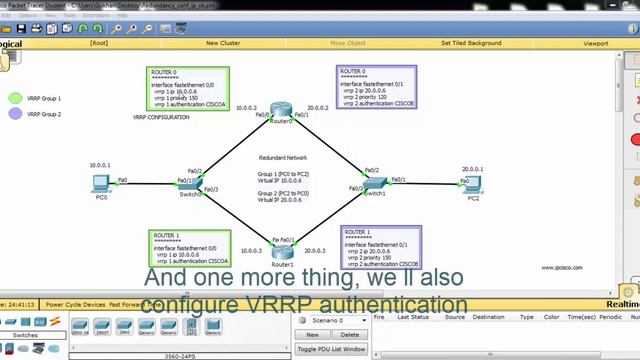 VRRP Configuration in Cisco Packet Tracer