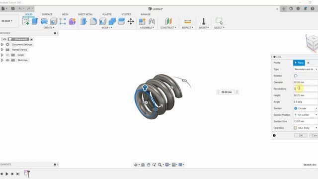 Fusion 360 - Coil to create Conical Spring смотреть онлайн