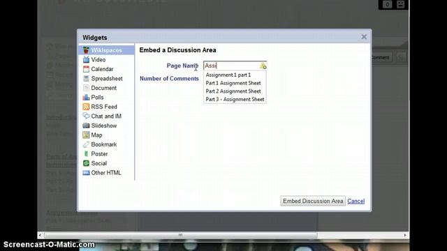 How to embed a discussion area on your wiki page. by, Rachel O
