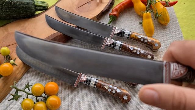 Узбекский нож пчак от усто Хайрулло с рукоятью из стабилки красивейший медовый цвет и рисунок дерев смотреть онлайн