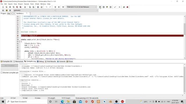 LibUsb download and configure to use with Embarcadero Dev-C++ Tutorial ...