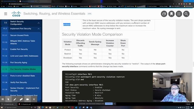 RSWE Chapter 11 Switch Security Config Section 11-1 Port Security смотреть онлайн