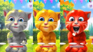 Talking Ginger eat color 🌈🍎🍇🍍🍒🍌
