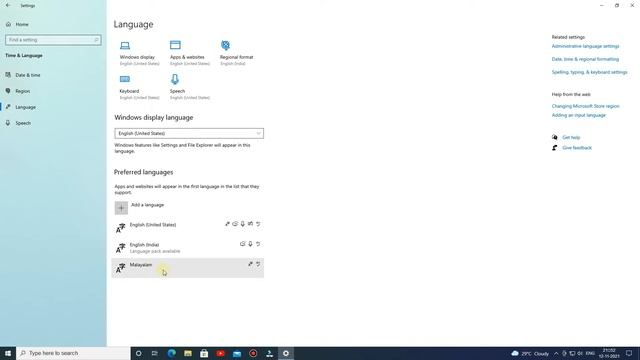 How to change Computer language on Windows 10