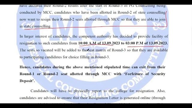 🩺NEET PG 2023 | MCC Seat Resignation Portal Available | Round 3 Choice Filling & Locking Date Exten