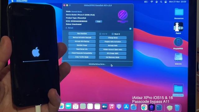 iAldaz Xpro passcode bypass with calls mac tool A9, A10, A11 devices
