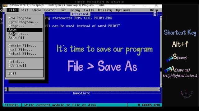 |QBASIC Statements REM, CLS, PRINT, END|