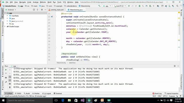 Calender in Android programming