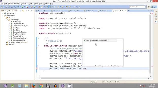 Selenium Tutorial #34 - Selenium WebDriver - Working with Prompt pop up