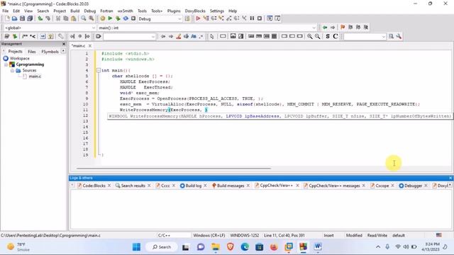 Applications Process Code Injector in C Lang (malware development)